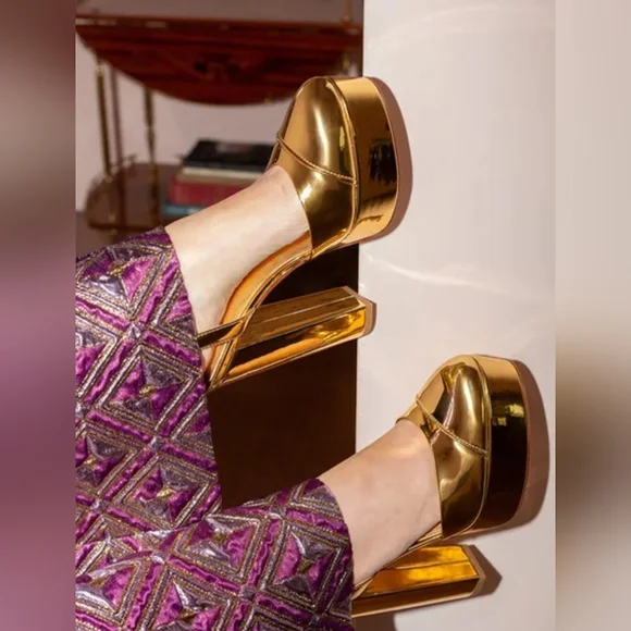 Antonio Melani x Nat Note Pia Mirror Metallic Platform Pumps. Gold  (Size 9) - Picture 14 of 15